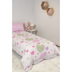 ΒΙΟΚΑΡΠΕΤ Naf Naf Hearts 352 - White Lila Σετ Σεντόνια