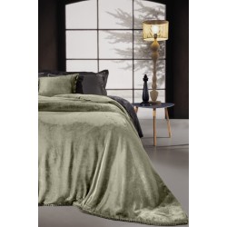 Set of 2 pieces Velvet Khaki Blanket 250x240