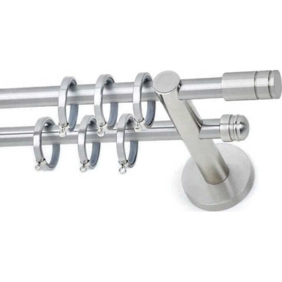 Anartisi Metal Curtain Rod Rigoto Polo Double Φ16mm Nickel Satined