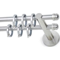 Anartisi Metal Curtain Rod Tapo Polo Double Φ16mm Nickel Satined