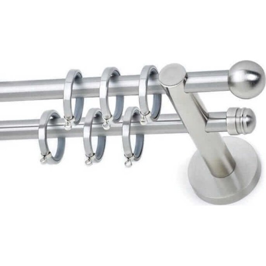 Anartisi Metal Curtain Rod Nova Polo Double Φ16mm Nickel Satined