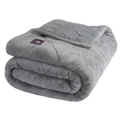 GREENWICH POLO CLUB BLANKET DUVET FAUX FUR-SHERPA QUEEN 3446 GRAY