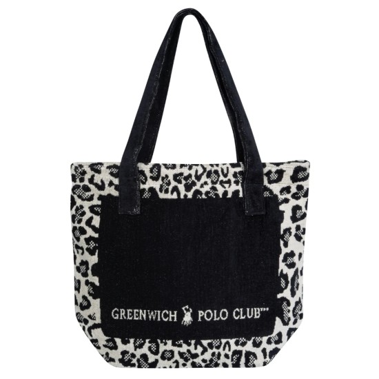 GREENWICH POLO CLUB BEACH BAG 55Χ40 3861 BLACK, BEIGE, TWINE