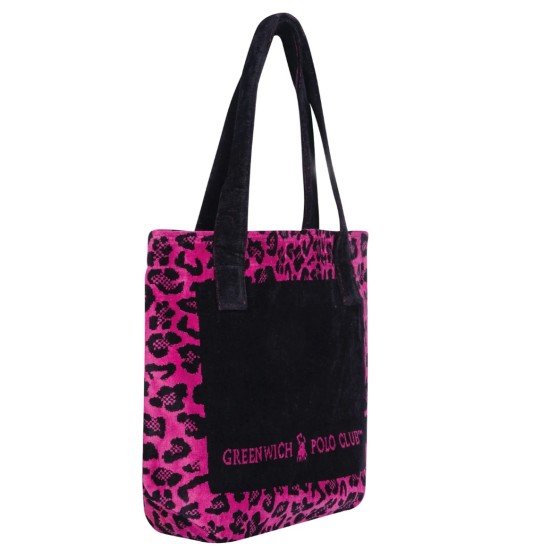 GREENWICH POLO CLUB BEACH BAG  55Χ40 3863 BLACK, PINK, TURQUOISE