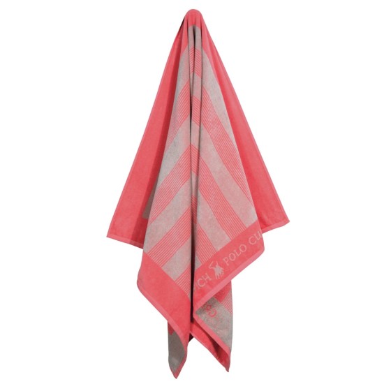 GREENWICH POLO CLUB BEACH TOWEL 90Χ170 3887 OFF WHITE, CORAL