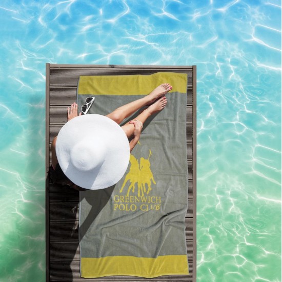 GREENWICH POLO CLUB BEACH TOWEL 90Χ170 3889 GRAY, YELLOW