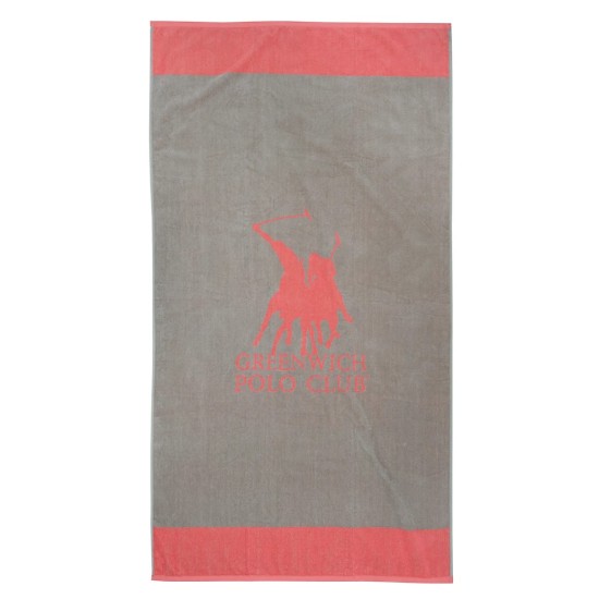 GREENWICH POLO CLUB BEACH TOWEL 90Χ170 3890 GRAY, CORAL