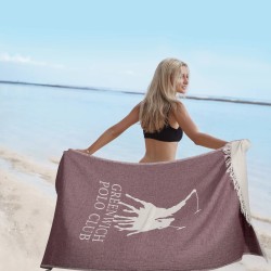 GREENWICH POLO CLUB BEACH TOWEL 85Χ170 3906 IVORY, BURGUNDY