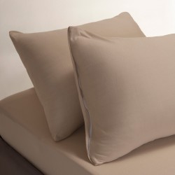 MELINEN SET FITTED BEDSHEET JERSEY (2 PCS.) SINGLE SIZE (R) AND PILLOW CASE BEIGE