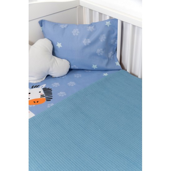 BIOKARPET Naf Naf Little Zoo 301 - Blue Baby pique blanket
