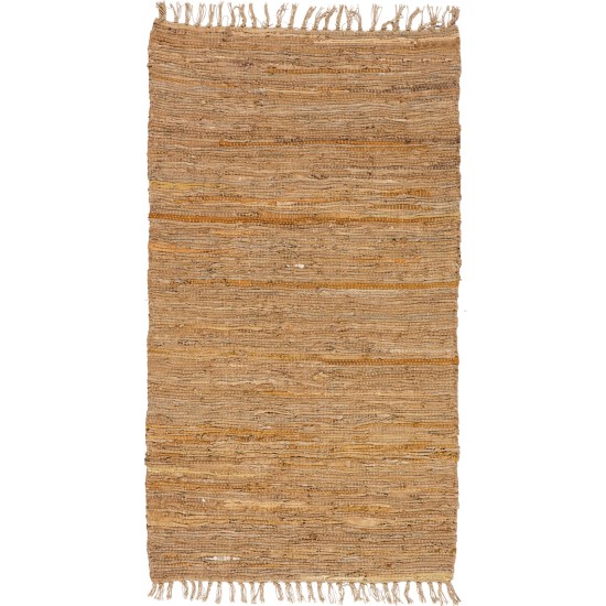 BIOKARPET Leather Solid Rug Dark Camel