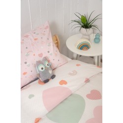 ΒΙΟΚΑΡΠΕΤ Naf Naf Hearts 352 - White Pink Σετ Σεντόνια ΒΙΟΚΑΡΠΕΤ Naf Naf Hearts 352 - White Pink Σετ Σεντόνια