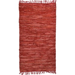 BIOKARPET Leather Plain Rug Red