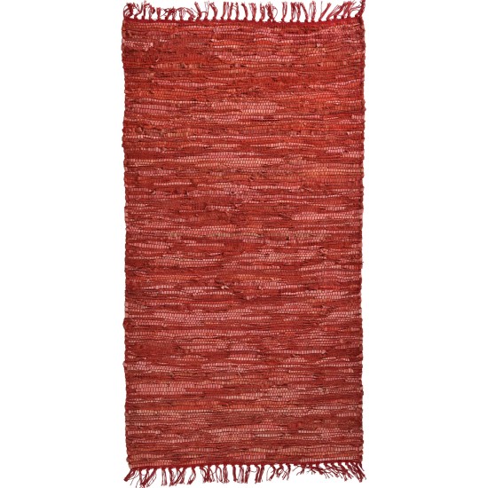 BIOKARPET Leather Plain Rug Red