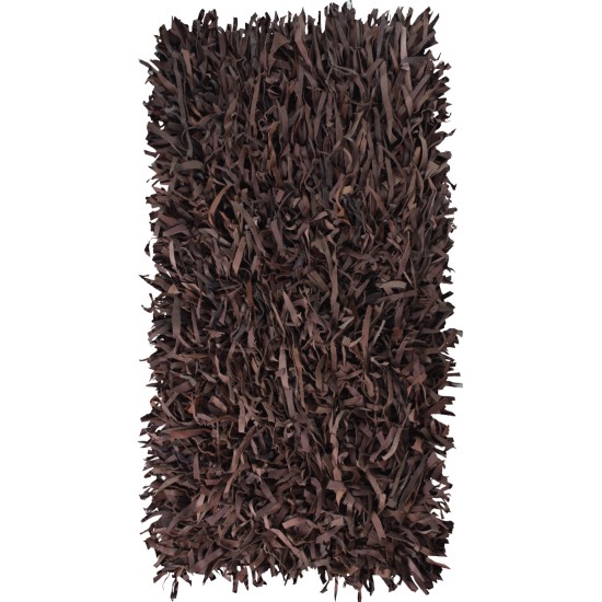 BIOKARPET Leather Rugs Shaggy Lt Coffee