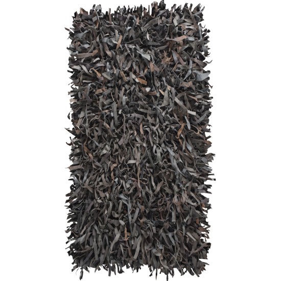 BIOKARPET Leather Rugs Shaggy Coffee