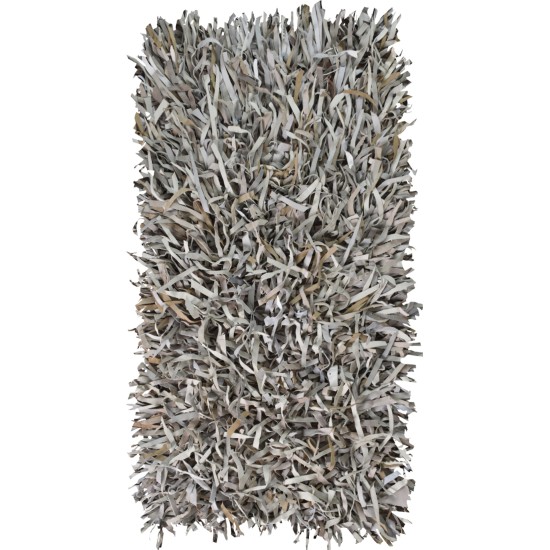 BIOKARPET Leather Rugs Shaggy Beige