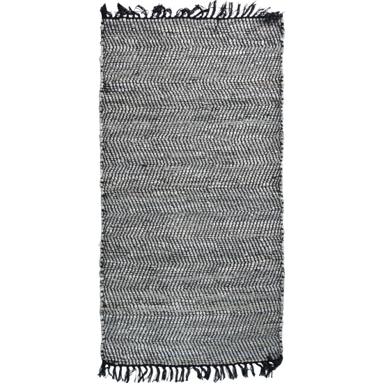 BIOKARPET Leather Solid Rug Dark Grey