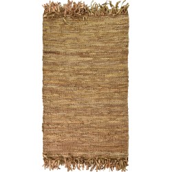 Leather Plain Rug Dark Camel