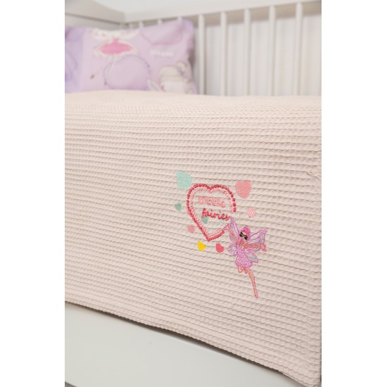 ΒΙΟΚΑΡΠΕΤ Naf Naf Little Fairies 303 - Pink Cream βρεφική πικέ κουβέρτα