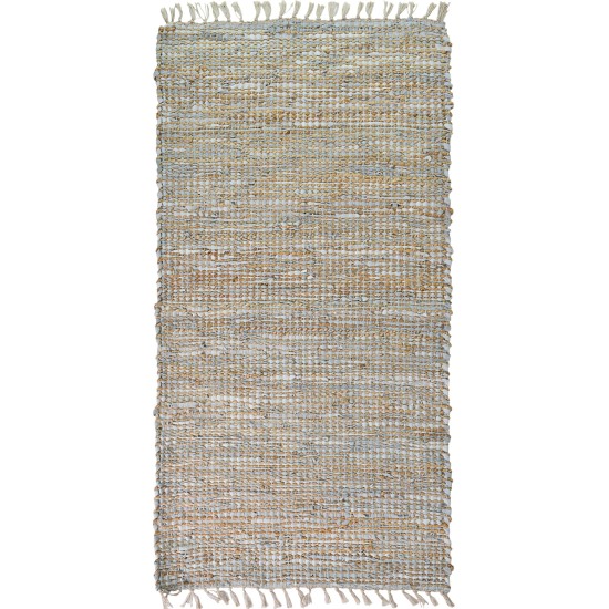 BIOKARPET Leather & Jute Rug Light Grey