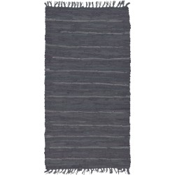 BIOKARPET Leather Solid Rug Silver Grey