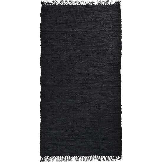 BIOKARPET Leather Solid Rug Black