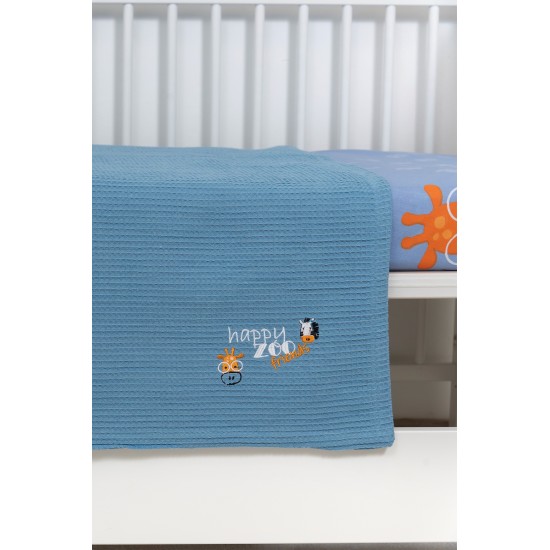 BIOKARPET Naf Naf Little Zoo 301 - Blue Baby pique blanket