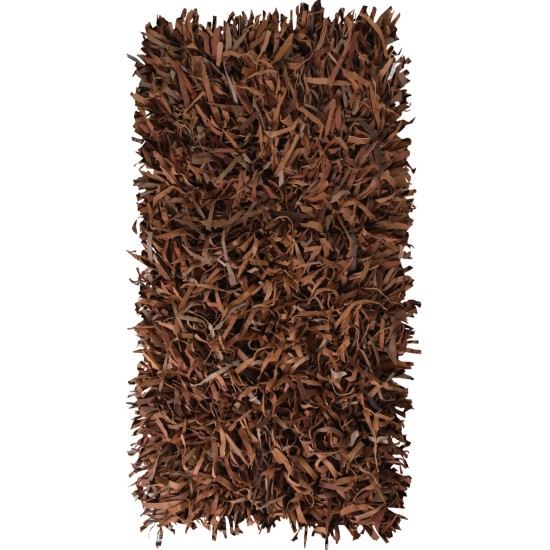 BIOKARPET Leather Rugs Shaggy Brown