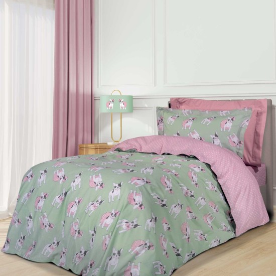 GREENWICH POLO CLUB SINGLE SHEET SET 8826 MINT, PINK