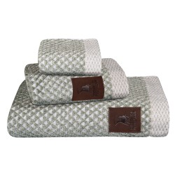 GREENWICH POLO CLUB TOWEL SET 3 PIECES 3050 OFF WHITE, GREEN