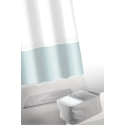 GUY LAROCHE CURTAIN WITH RINGS, MAT & COSMETIC BASKET MIAMI SILVER SET 4PCS.