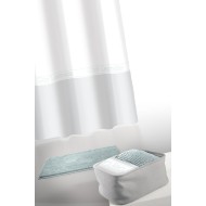 GUY LAROCHE CURTAIN WITH RINGS, MAT & COSMETIC BASKET MIAMI AQUA SET 4PCS.