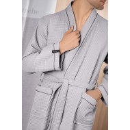GUY LAROCHE BATHROBE BASIC GREY PIQUE