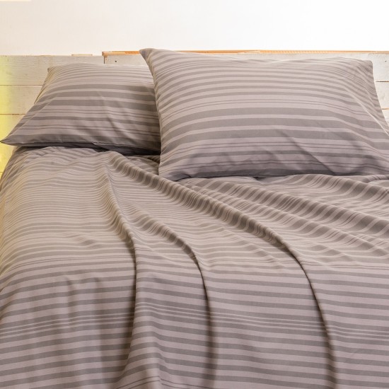 MELINEN SHEET SINGLE STRIPE GREY URBAN LINE MIXOLOGY