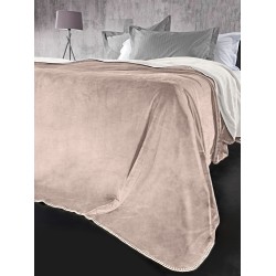 GUY LAROCHE ΠΡΟΣΦΟΡΑ! Κουβέρτα VELVET Pudra 220X240 δύο όψεων και ΔΩΡΟ μαξιλαράκι διακοσμητικό 45x45
