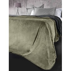 GUY LAROCHE ΠΡΟΣΦΟΡΑ! Κουβέρτα VELVET Khaki 220X240 δύο όψεων και ΔΩΡΟ μαξιλαράκι διακοσμητικό 45x45