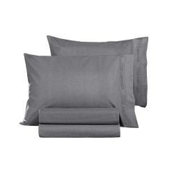 Pair Pillowcases "Easy Iron" Color Plus Anthracite 50x70