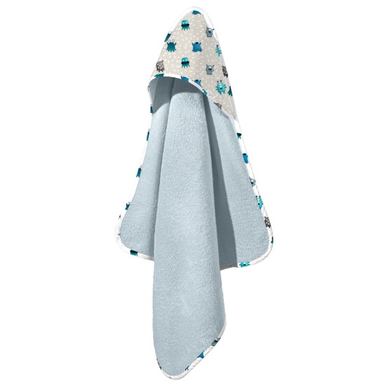 Baby Bathrobe / Cape Monsters Blue 75x75